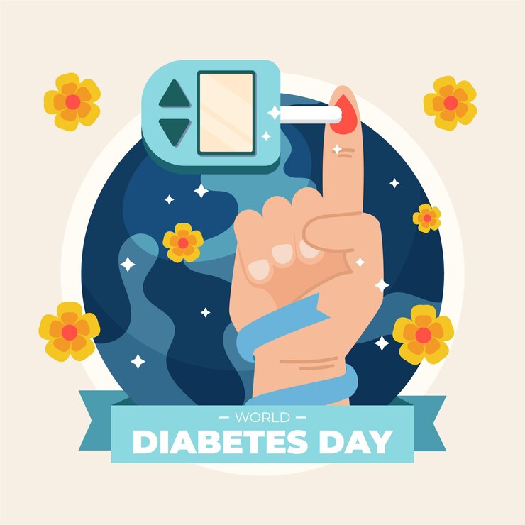 world diabetes day illustration with finger testing 23 2148664414