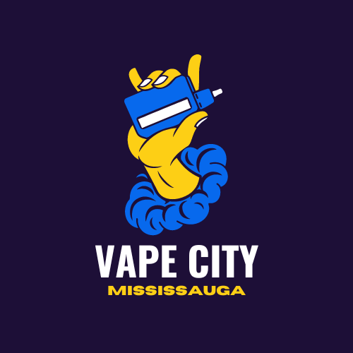 Blue and Yellow Illustration Vape Shop Logo 3